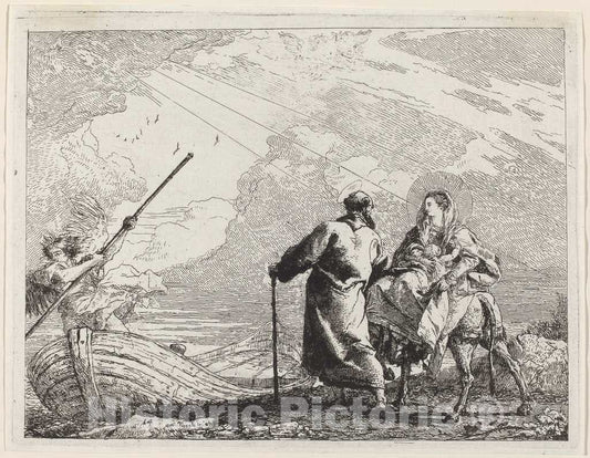 Art Print : Giovanni Domenico Tiepolo, The Holy Family at The Bank of The River, 1753 - Vintage Wall Art