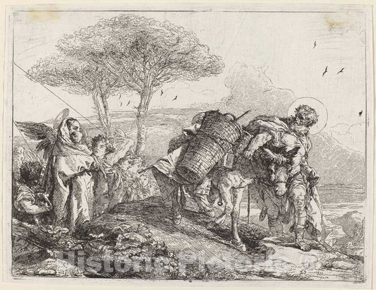 Art Print : Giovanni Domenico Tiepolo, The Madonna and Child at Left, with a File of Angels, 1753 - Vintage Wall Art