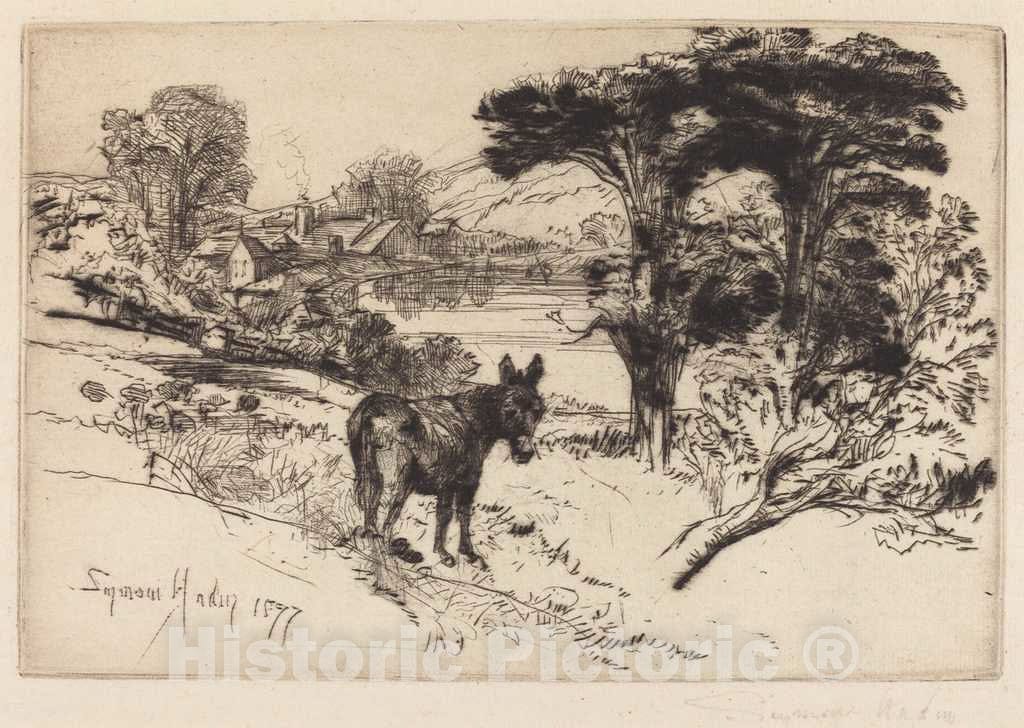 Art Print : Francis Seymour Haden, Challow Farm, in or After 1877 - Vintage Wall Art