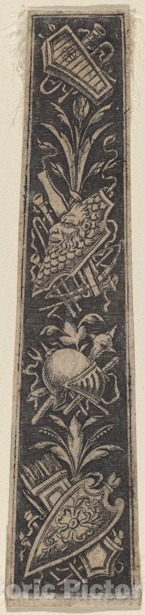 Art Print : Ornament Plate with Armor and Musical Instruments, Late 18th or 19th Century - Vintage Wall Art