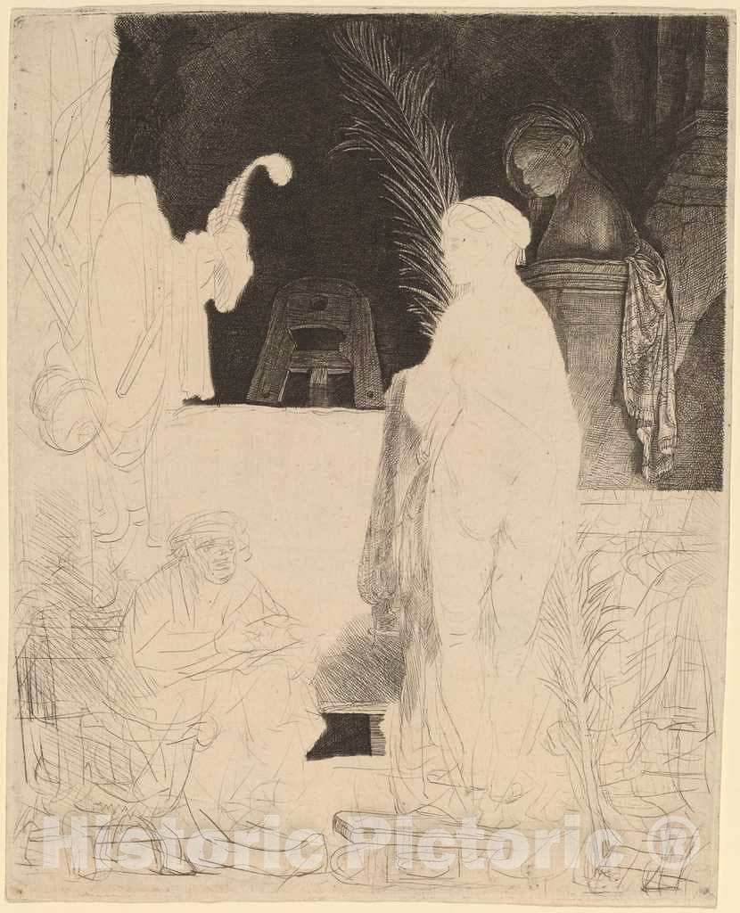 Art Print : Rembrandt, The Artist Drawing from The Model, c. 1639 - Vintage Wall Art
