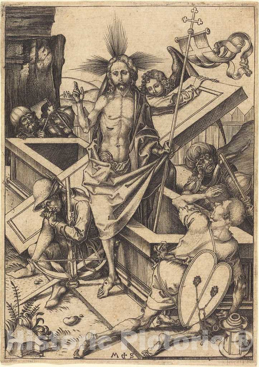 Art Print : Martin Schongauer, The Resurrection, c. 1480 - Vintage Wall Art