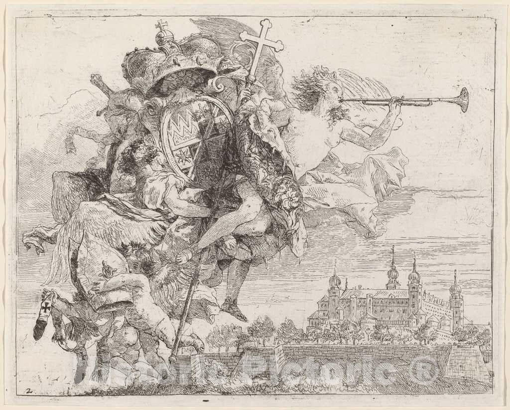 Art Print : Giovanni Domenico Tiepolo, Arms of Karl Philip von Greiffenklau, Prince-Bishop of Wurzburg, 1753 - Vintage Wall Art