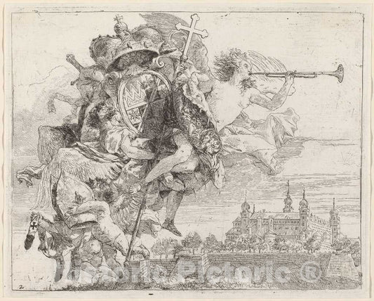 Art Print : Giovanni Domenico Tiepolo, Arms of Karl Philip von Greiffenklau, Prince-Bishop of Wurzburg, 1753 - Vintage Wall Art