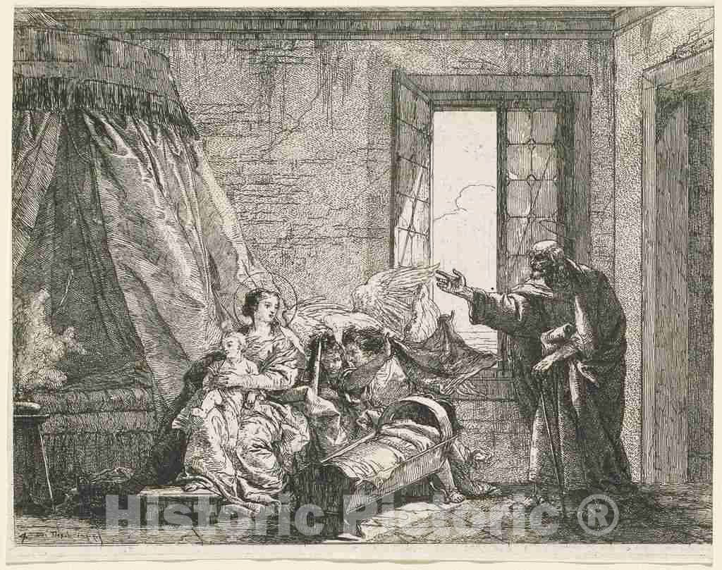 Art Print : Giovanni Domenico Tiepolo, Joseph Relays to Mary God's Command to Flee, 1753 - Vintage Wall Art