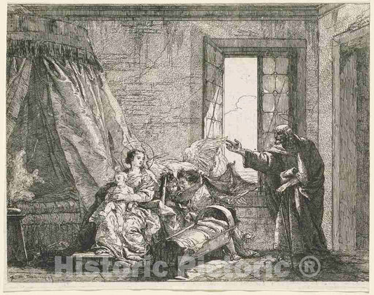 Art Print : Giovanni Domenico Tiepolo, Joseph Relays to Mary God's Command to Flee, 1753 - Vintage Wall Art