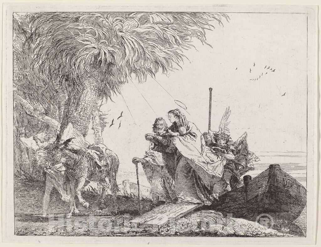 Art Print : Giovanni Domenico Tiepolo, The Holy Family Disembarking, 1753 - Vintage Wall Art