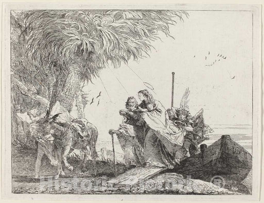 Art Print : Giovanni Domenico Tiepolo, The Holy Family Disembarking, 1753 - Vintage Wall Art