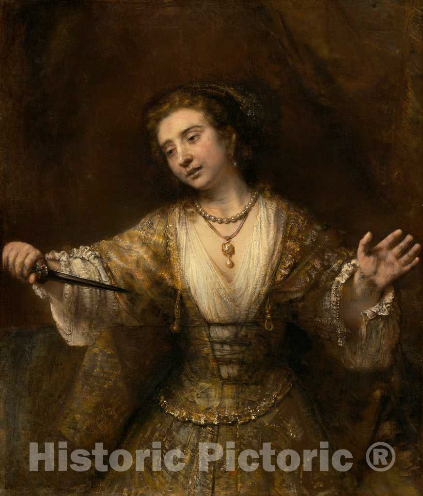 Art Print : Rembrandt, Lucretia, 1664 - Vintage Wall Art