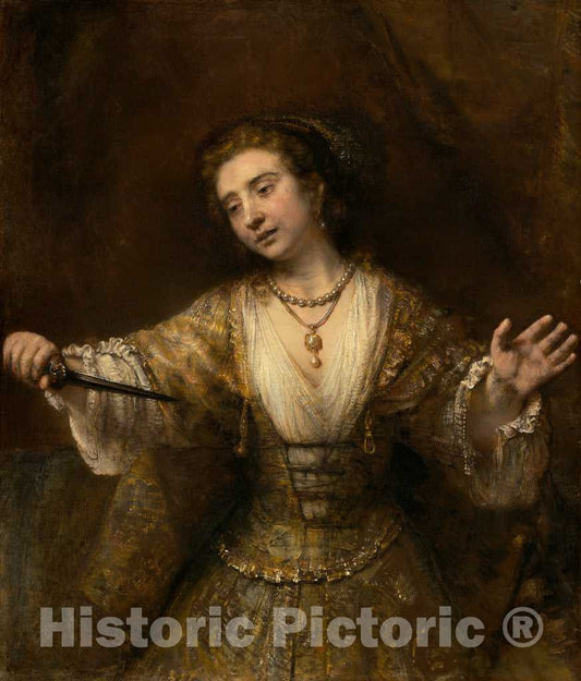 Art Print : Rembrandt, Lucretia, 1664 - Vintage Wall Art