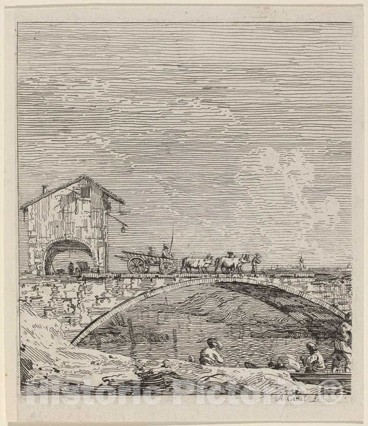 Art Print : Canaletto, The Wagon Passing Over a Bridge, c.1741 - Vintage Wall Art