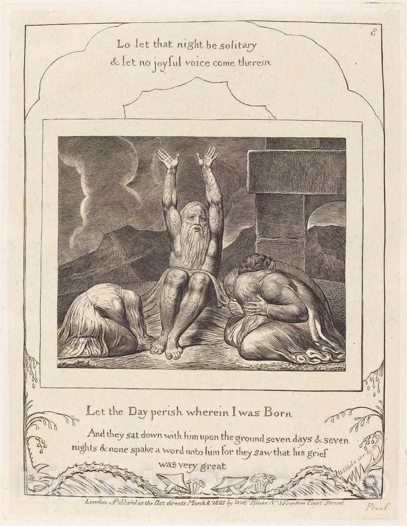 Art Print : William Blake, Job's Despair, 1825 - Vintage Wall Art