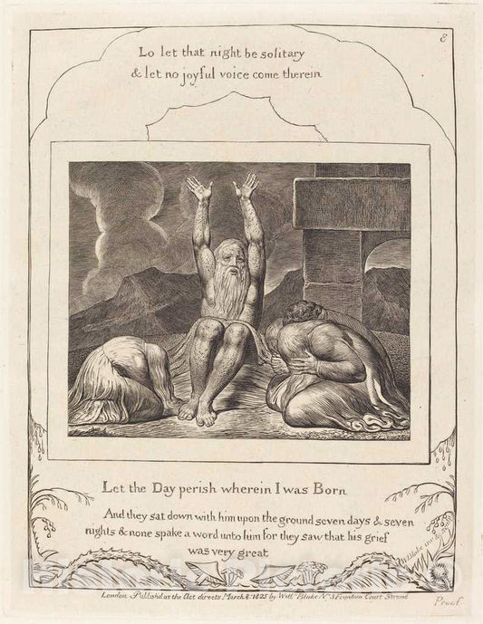 Art Print : William Blake, Job's Despair, 1825 - Vintage Wall Art
