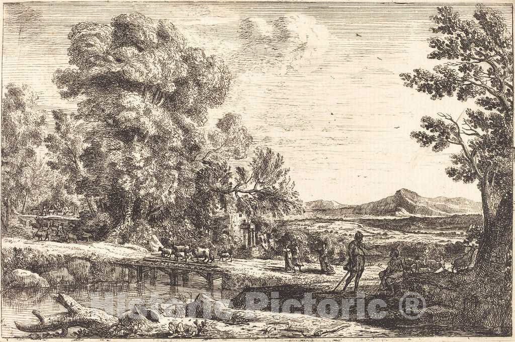 Art Print : Claude Lorrain, Rebecca and Eliezer (Le pont de Bois), c.1640 - Vintage Wall Art