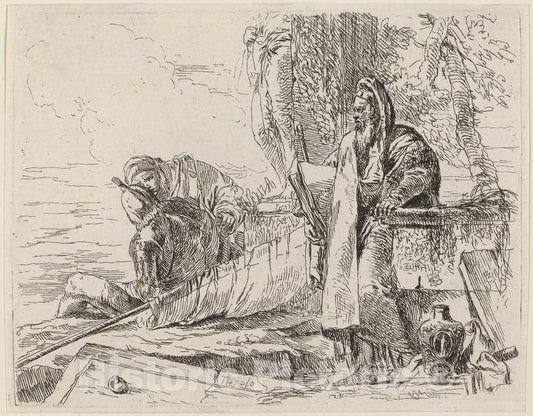 Art Print : Giovanni Battista Tiepolo, Standing Philosopher and Two Other Figures, 1785 - Vintage Wall Art