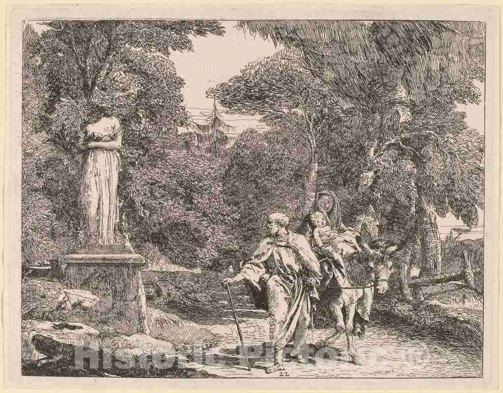 Art Print : Giovanni Domenico Tiepolo, The Episode of The Falling Idol, 1753 - Vintage Wall Art