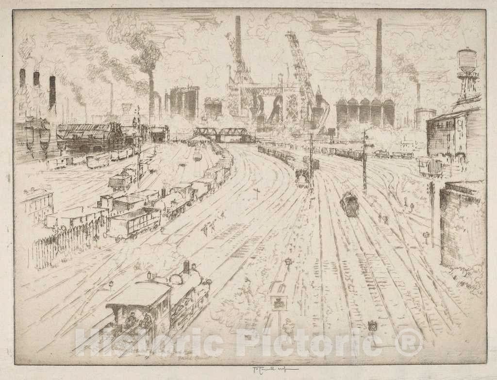 Art Print : Joseph Pennell, Tracks, Oberhausen, 1910 - Vintage Wall Art