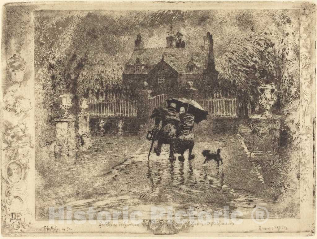 Art Print : FÃ©lix-Hilaire Buhot, Les Voisins de Campagne (Country Neighbors), c.1880 - Vintage Wall Art
