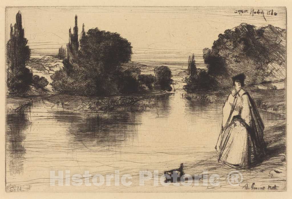 Art Print : Francis Seymour Haden, The Towing Path, 1864 - Vintage Wall Art