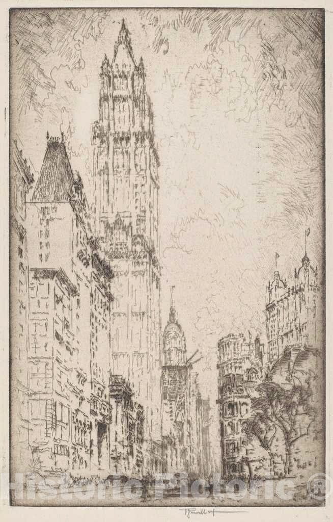 Art Print : Joseph Pennell, The Woolworth Building, 1915 - Vintage Wall Art