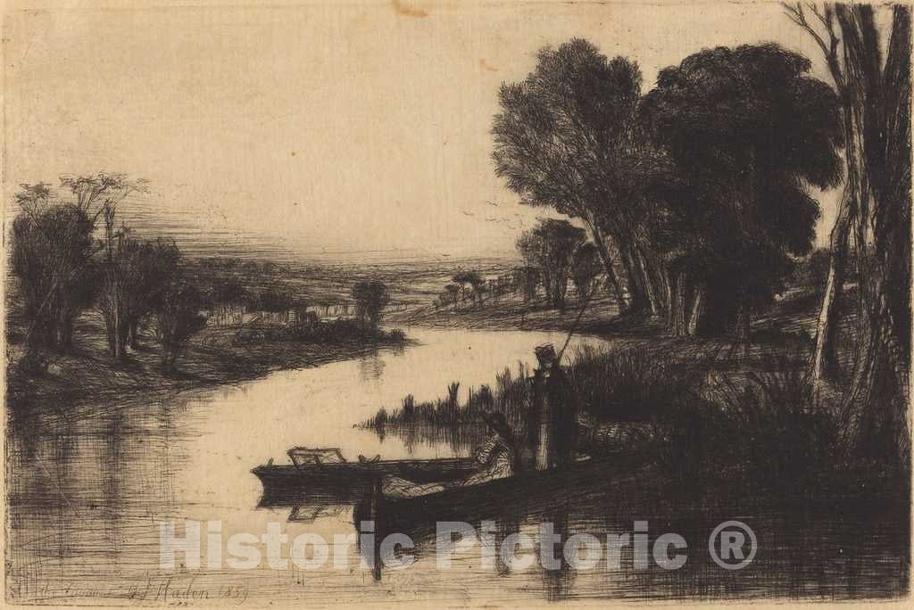 Art Print : Francis Seymour Haden, Thames Fishermen, 1859 - Vintage Wall Art