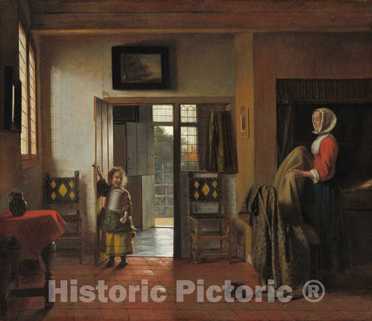 Art Print : Pieter de Hooch, The Bedroom, c.1659 - Vintage Wall Art