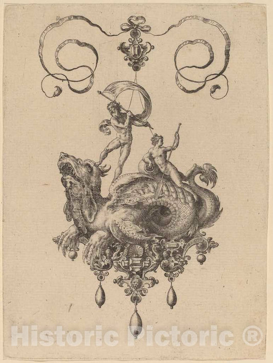 Art Print : Hans Collaert, Jewelry Design, 1582 - Vintage Wall Art