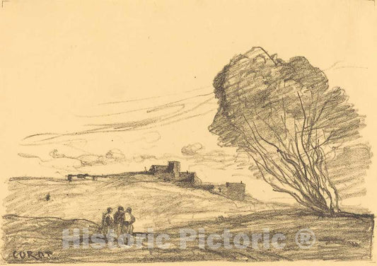 Art Print : Baptiste-Camille Corot, The Isolated Fort (Le Fort detache), 1874 - Vintage Wall Art