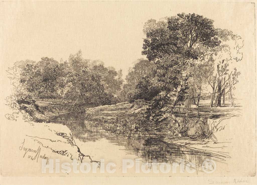 Art Print : Francis Seymour Haden, A River in Ireland, 1864 - Vintage Wall Art