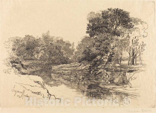 Art Print : Francis Seymour Haden, A River in Ireland, 1864 - Vintage Wall Art