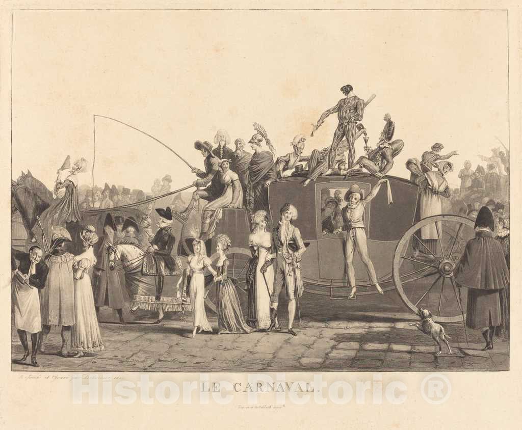 Art Print : Philibert-Louis Debucourt, Le Carnaval, 1810 - Vintage Wall Art