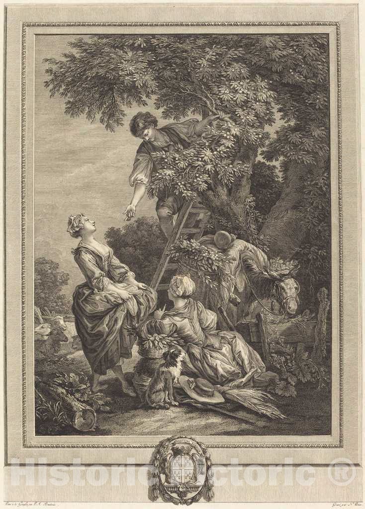 Art Print : Nicolas Ponce After Baudouin, Les cerises - Vintage Wall Art