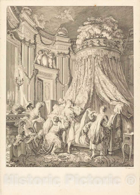 Art Print : Moreau After Baudouin, Le couchÃ© de la mariÃ©e, 1768 - Vintage Wall Art
