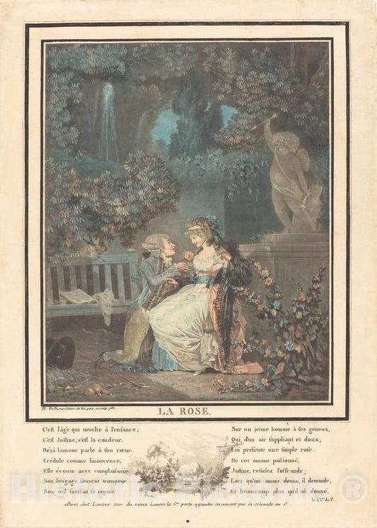 Art Print : Philibert-Louis Debucourt, La Rose, 1788 - Vintage Wall Art