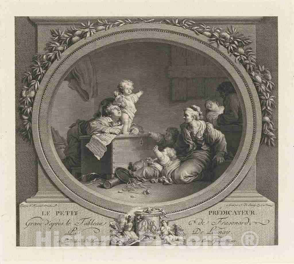 Art Print : Nicolas Delaunay After Fragonard, Le Petit prÃ©dicateur, 1791 - Vintage Wall Art