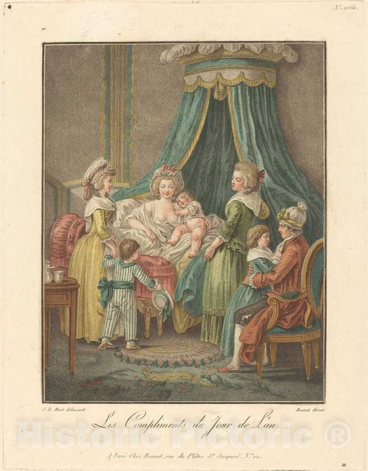 Art Print : Bonnet After HÃ¼et, I, Les Compliments du Jour de l'an - Vintage Wall Art