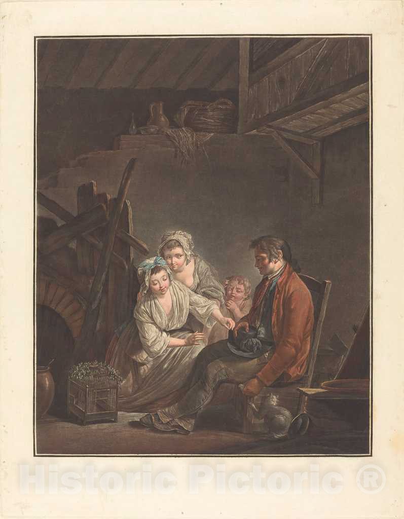 Art Print : Janinet After LagrenÃ©e II, L'oisseau Prive - Vintage Wall Art