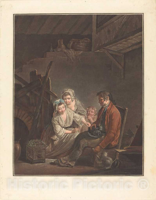 Art Print : Janinet After LagrenÃ©e II, L'oisseau Prive - Vintage Wall Art