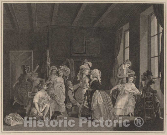 Art Print : Tresca After Nicolas Lavreince, The Preparations for The Ballet, 1782 - Vintage Wall Art
