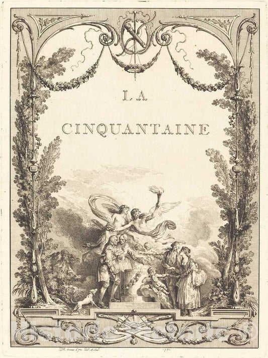 Art Print : Michel Moreau, La cinquantaine, 1771 - Vintage Wall Art