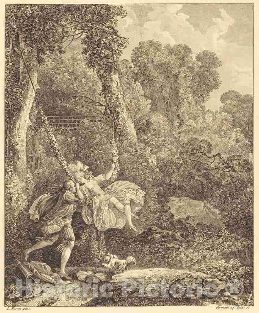 Art Print : Germain and Patas After Gabriel Moreau, On y Court Plus d'un Danger - Vintage Wall Art