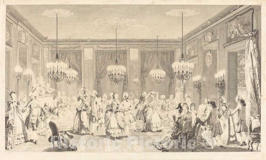 Art Print : Duclos After Saint-Aubin, Le bal pare, 1774 - Vintage Wall Art