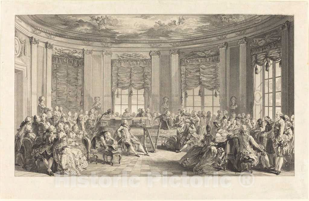 Art Print : Duclos After Saint-Aubin, Le Concert, 1774 - Vintage Wall Art