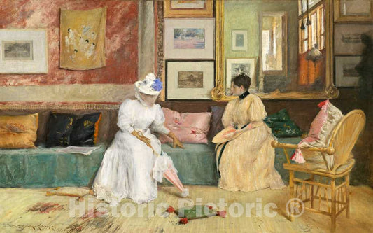 Art Print : William Merritt Chase, A Friendly Call, 1895 - Vintage Wall Art