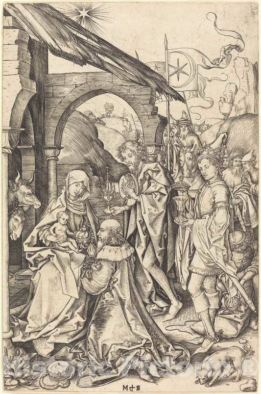 Art Print : Martin Schongauer, The Adoration of The Magi, c.1473 - Vintage Wall Art