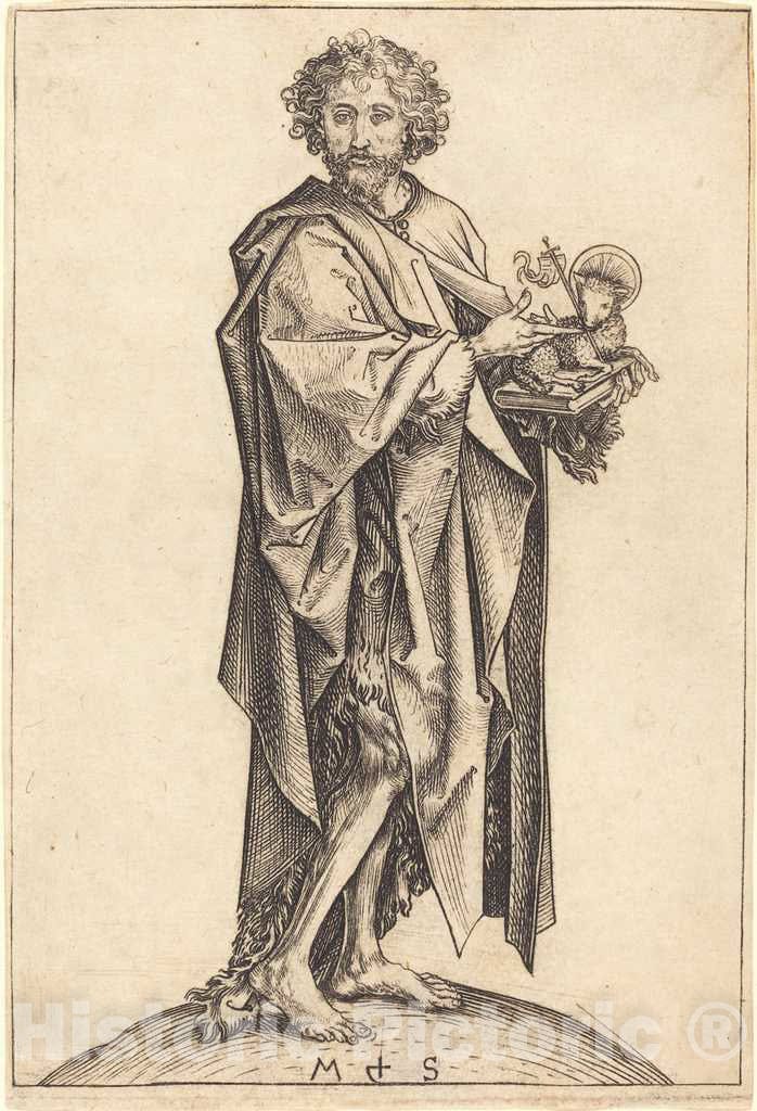 Art Print : Martin Schongauer, Saint John The Baptist, c. 1475 - Vintage Wall Art