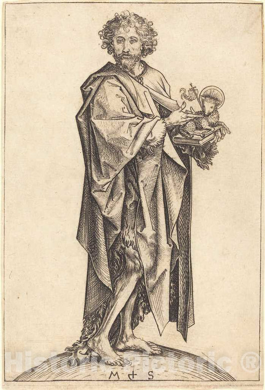Art Print : Martin Schongauer, Saint John The Baptist, c. 1475 - Vintage Wall Art