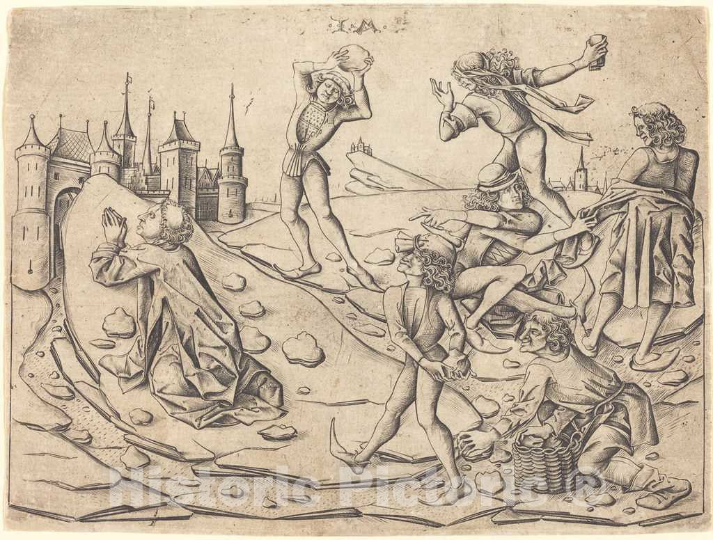 Art Print : Israhel Van Meckenem, The Stoning of Saint Stephen, c. 1470 - Vintage Wall Art