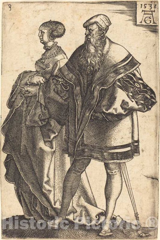 Art Print : Aldegrever, Large Wedding Dancers, 1538 - Vintage Wall Art