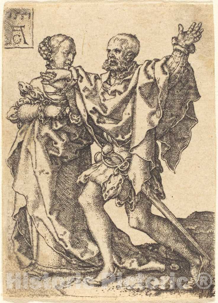 Art Print : Aldegrever, Dancing Couple, 1551 - Vintage Wall Art